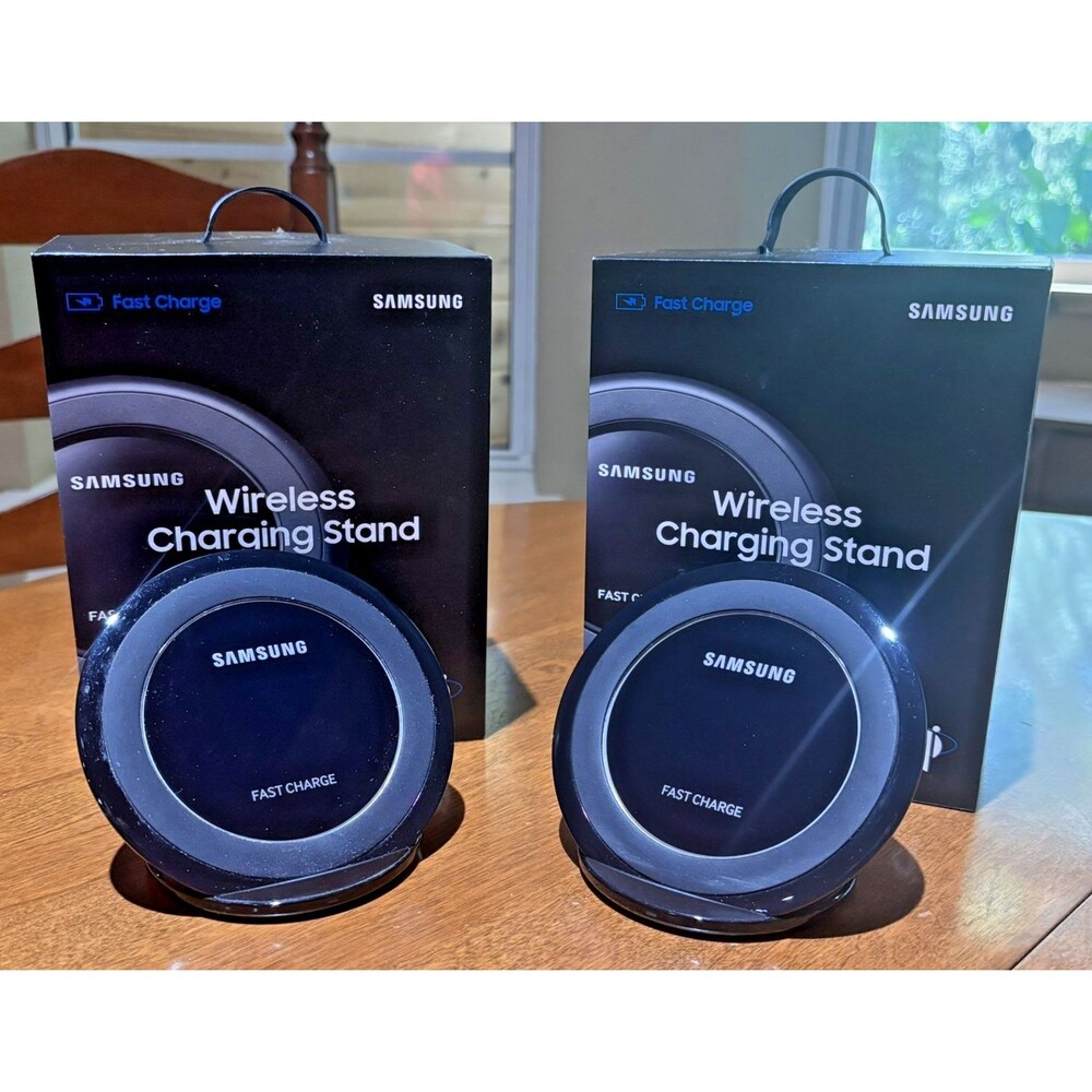 2- SamsungQi Wireless Charging Stands  Black w Box NO CORD/BLOCK
